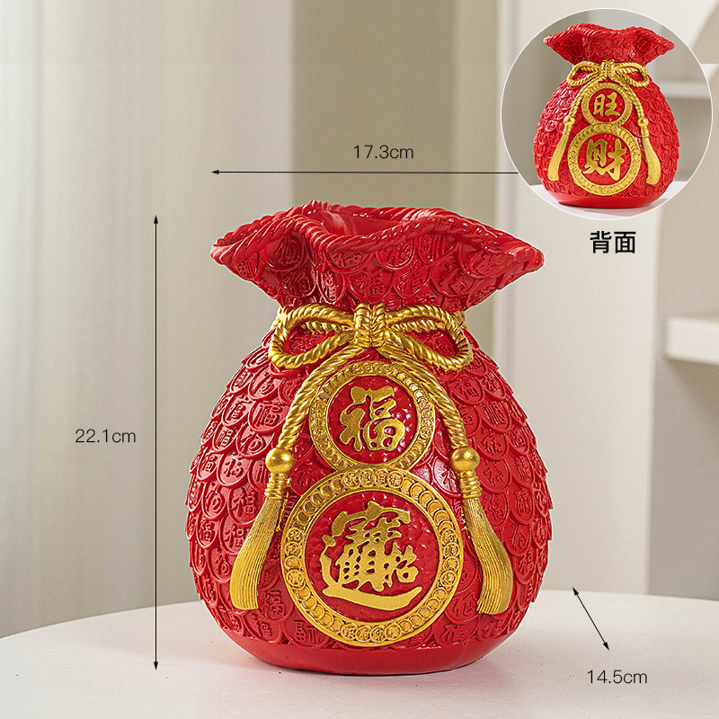 Chino suerte bolsa florero resina decoración casa fortuna significado bolsa de ahorro de la sala de TV decoración del gabinete