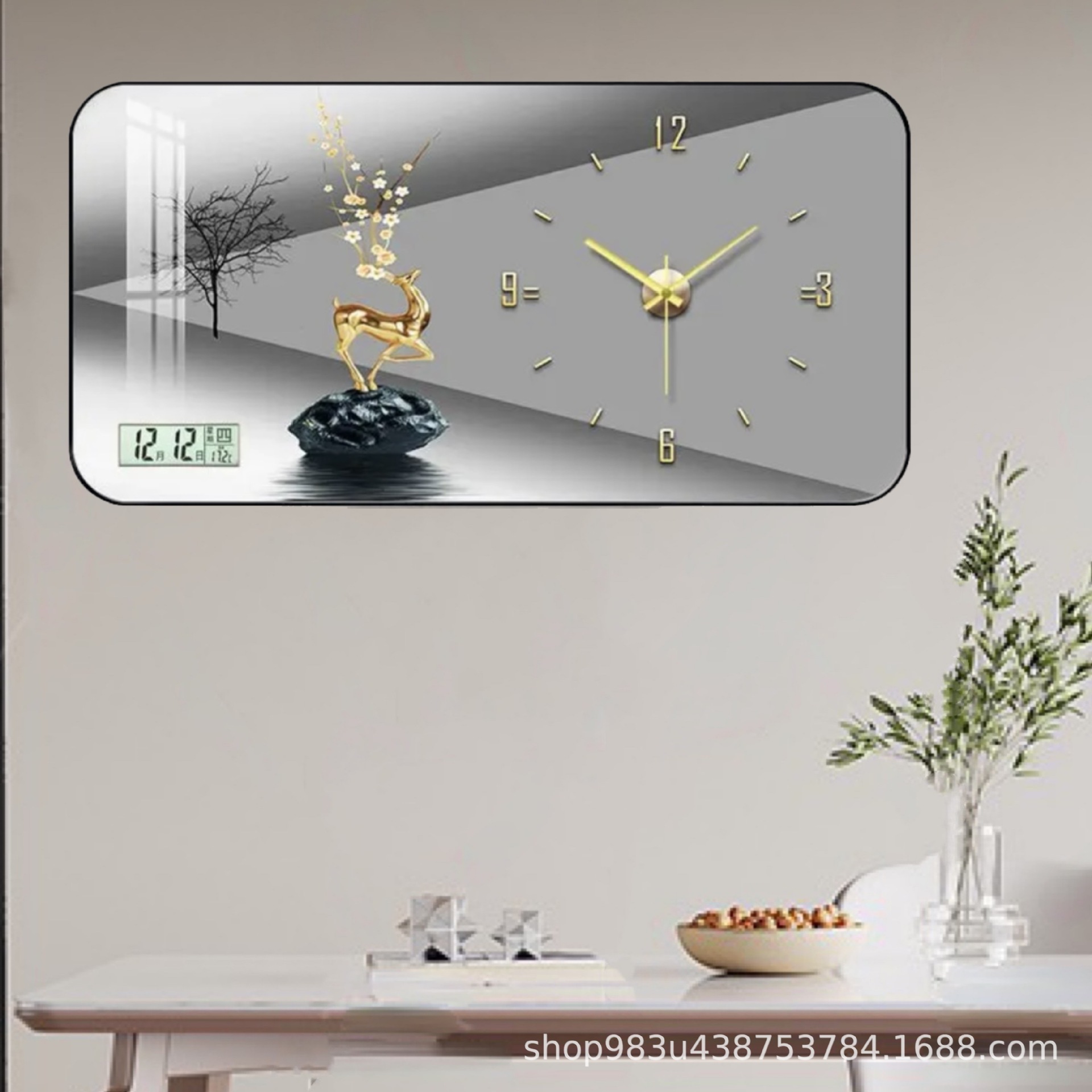 Reloj de pared decorativo moderno minimalista y silencioso – pintura para sala de estar.