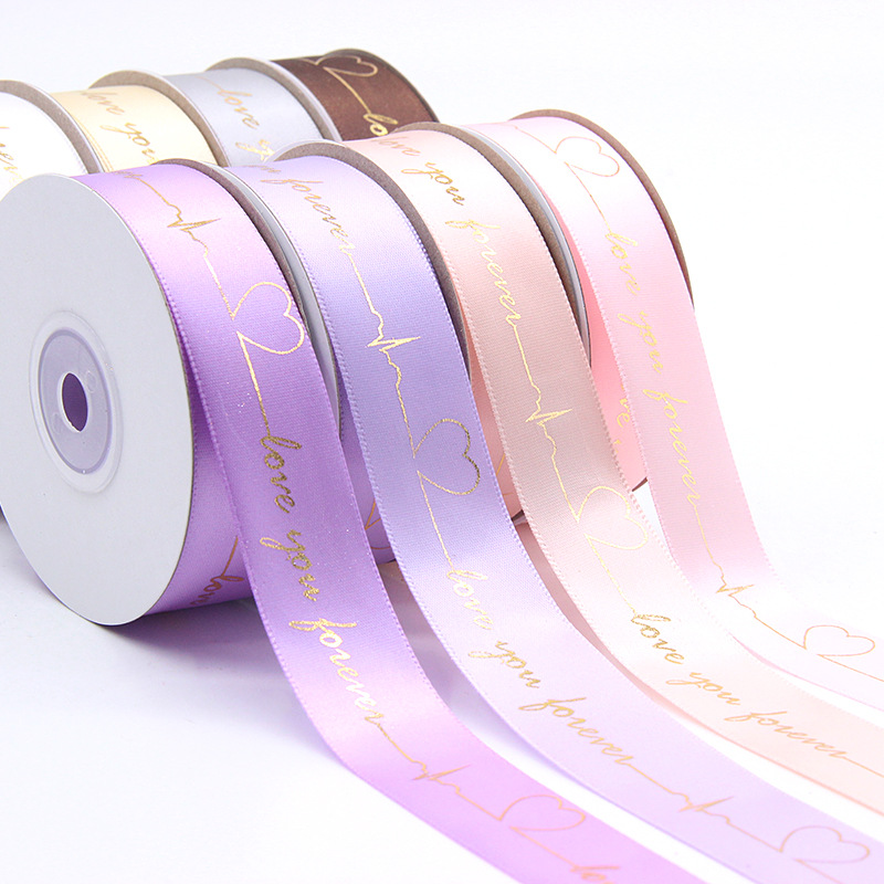 Regalo pastel de flores embalaje cinta impresión símbolo del Corazón 8 puntos cinturón de poliéster dorado impresión para hornear cinta