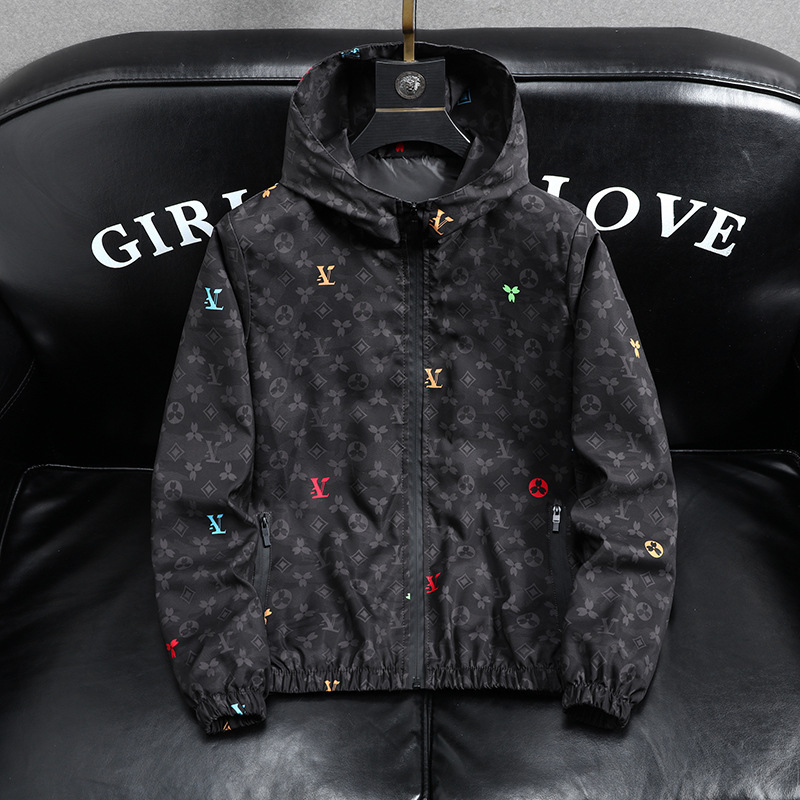 European Style Light Luxury Men's Clothing for Plus-Size Men, Spring Jacket, Casual Men's Hooded Loose Oversized Jacket, Trendy Top