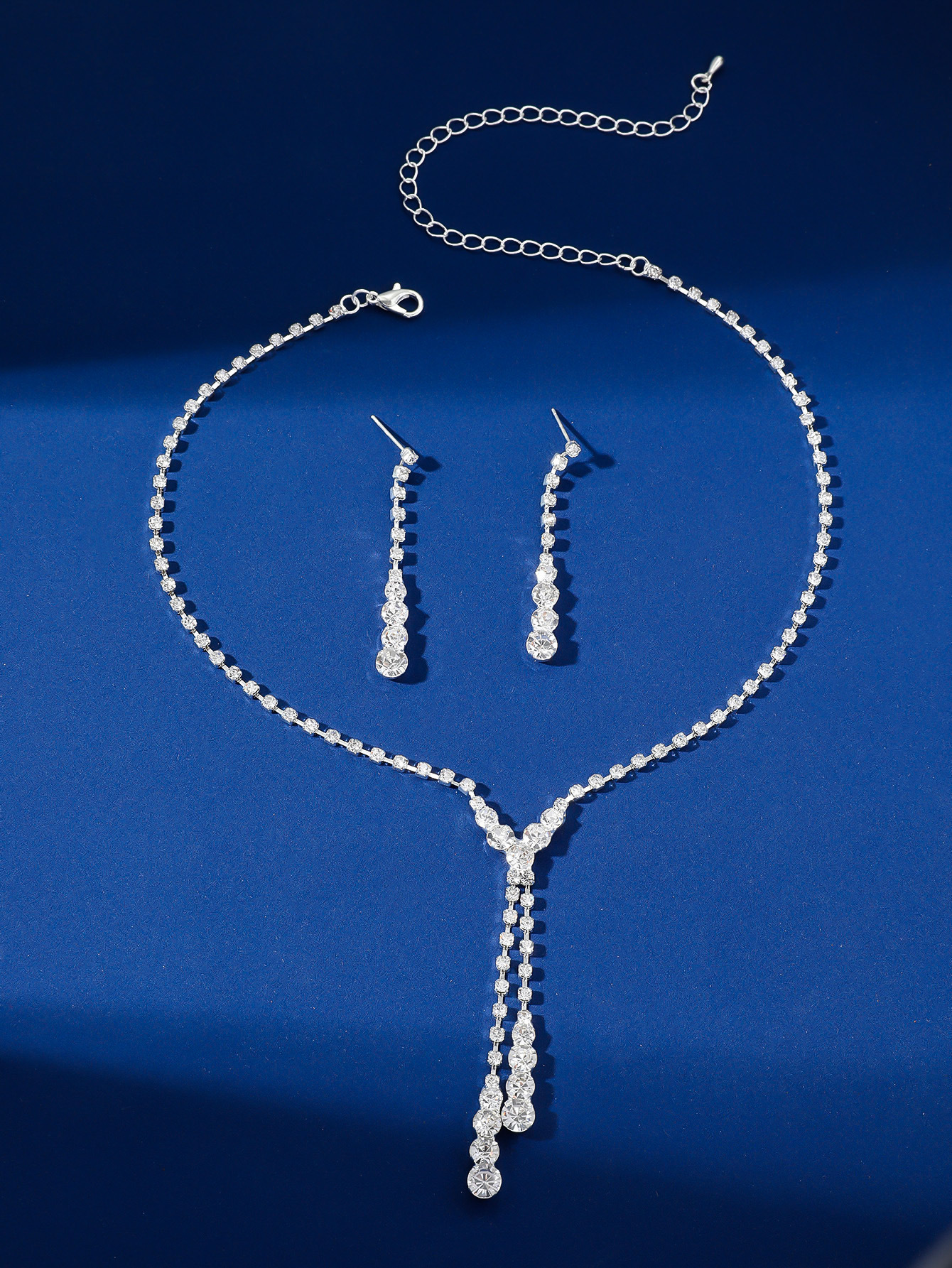 Bridal Necklace And Earrings Set With Rhinestone For Wedding_voghion.com