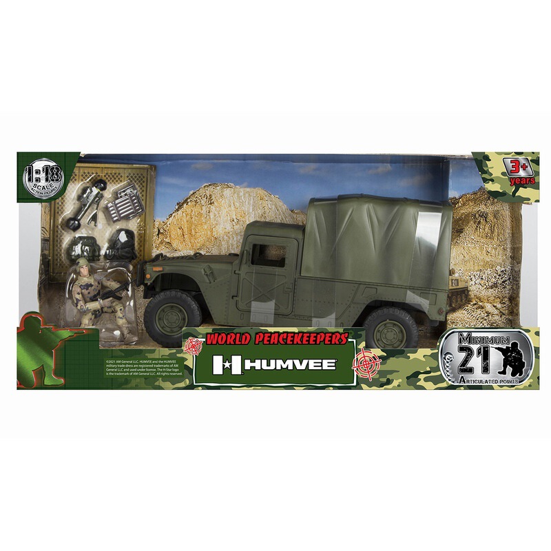 Justice Red Master 1:18 Hummer Covered Truck and Accessories Military Equipment Vehicle Military Model Soldier Toy