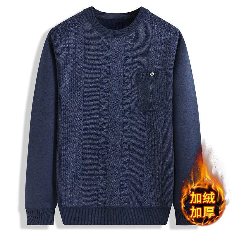 Winter keep warm sweater, base long-sleeve, for middle age, with sleeve