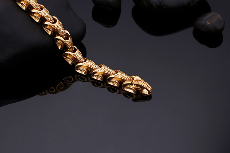 68g Weight Vacuum Plating Gold Plating Process 18K Real Gold Plated Plating Material Bracelets Classification 304 Stainless Steel Chain Material 1 Piece Quantity Street Occasion 304 Stainless Steel Material Rhombus Pattern Men's Gender Casual, Punk Style Casual Punk Rhombus Titanium Steel 18K Gold Plated Vacuum Plating Men's Bracelets Men's Chain Bracelets 6