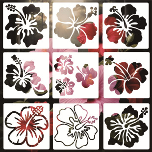 New Hibiscus Flower Cut Out Template Beautiful Hibiscus Flower Painting Template Cross-Border Plant Flower Painting Template