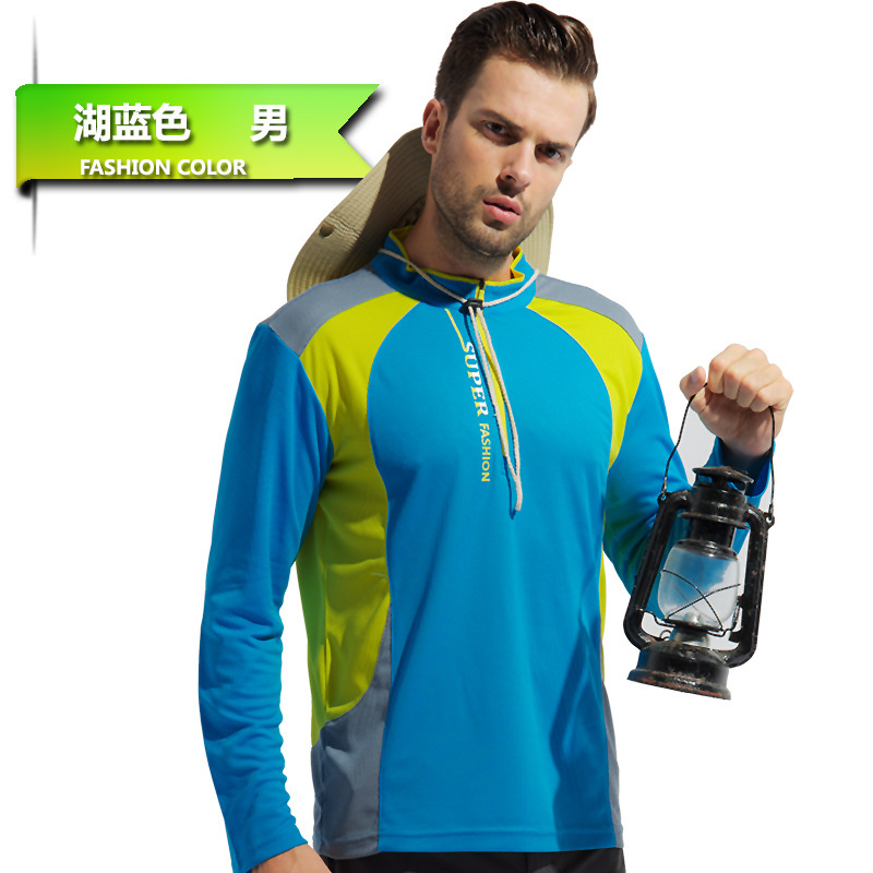 Primavera y verano, camisetas de manga larga para hombres, nuevos trajes de montaña al aire libre, camisetas deportivas de cuello vertical, camisetas de mujer de color cruzado image 9