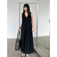 NS フレンチデザインフロントとバックツイストドレス女性の夏の新しいノースリーブベストロングスカート 3586