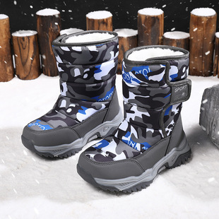Children's snow boots 2025 winter children's fleece-lined warm cotton boots cross-border foreign trade boys and girls snow boots wholesale