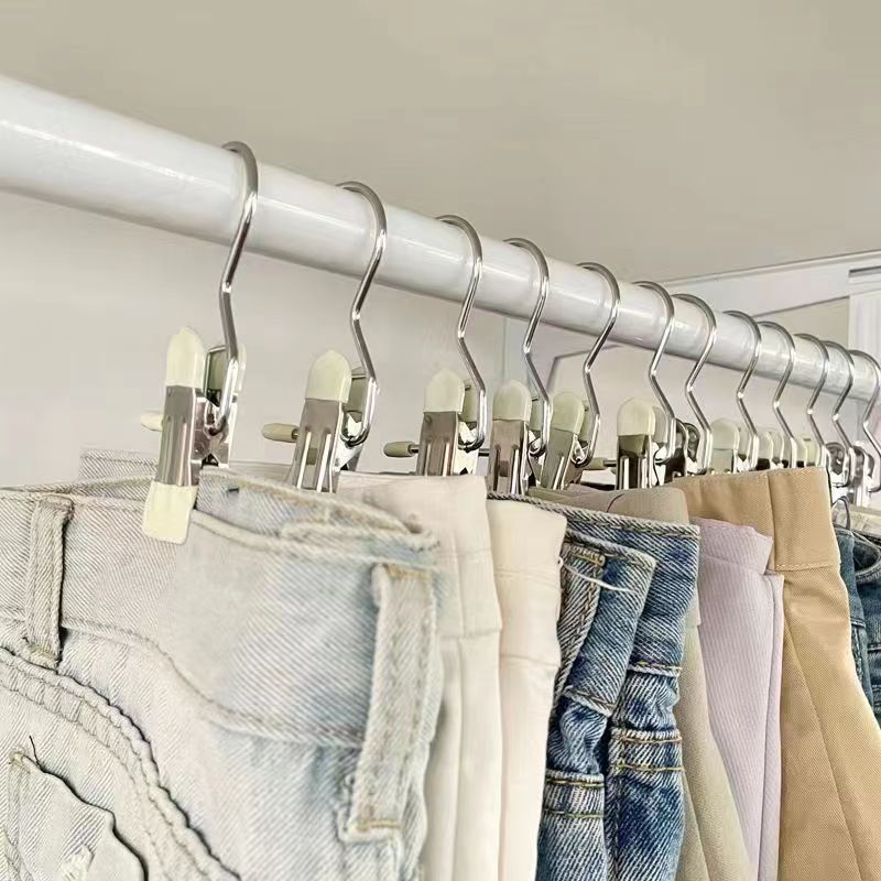 家庭用ステンレスフッククリップ浸漬塑無痕シルクスカーフ収納干し帽子クリップ多機能干しクリップ|undefined