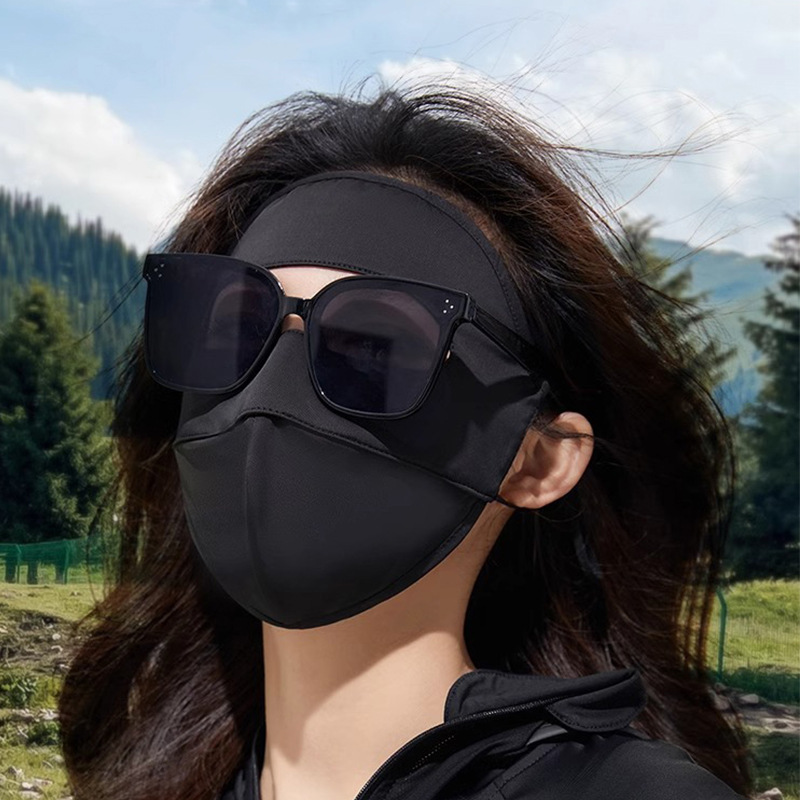Sunscreen face mask with UV protection, ice silk summer breathable face cover, eye corner shield, sunshade face mask
