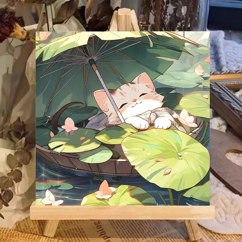 子猫デジタル油絵 diy 着色かわいい漫画動物手作り子供のシンプルな油絵装飾卸売|undefined