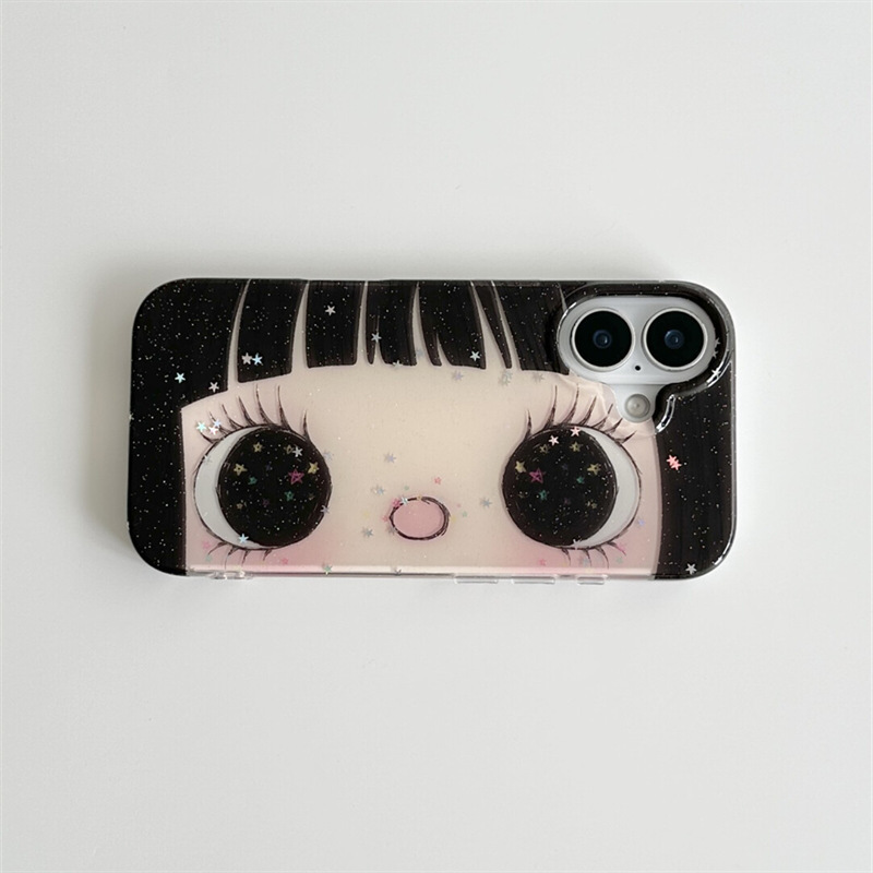 Cute Black Short Hair Big-Eyed Girl Suitable for Iphone16Promax Mobile Phone Case Apple 15 New Model 1413 Cute Black Short Hair Big-Eyed Girl Suitable for Iphone16Promax Mobile Phone Case Apple 15 New Model 1413
