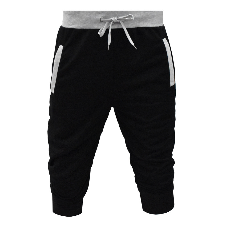 Amazon Aliexpress Men's New Cropped Pants Autumn Sports Fitness Tether Cropped Pants Ready Stock Fat Man Pants