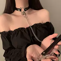 Кошачий колокольчик ошейник Женская шея с цепной шейкой choker Checker Кожа шейный кольце ожерелье K9