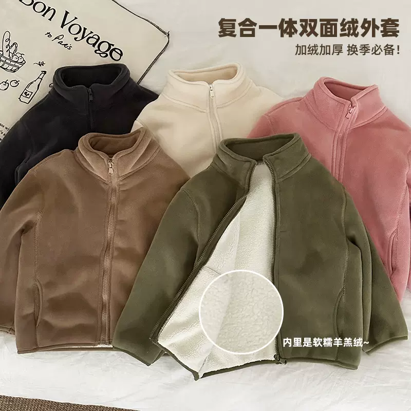 秋冬新款男女童儿童奥利绒外套冬款加绒休闲保暖加厚童装上衣批发