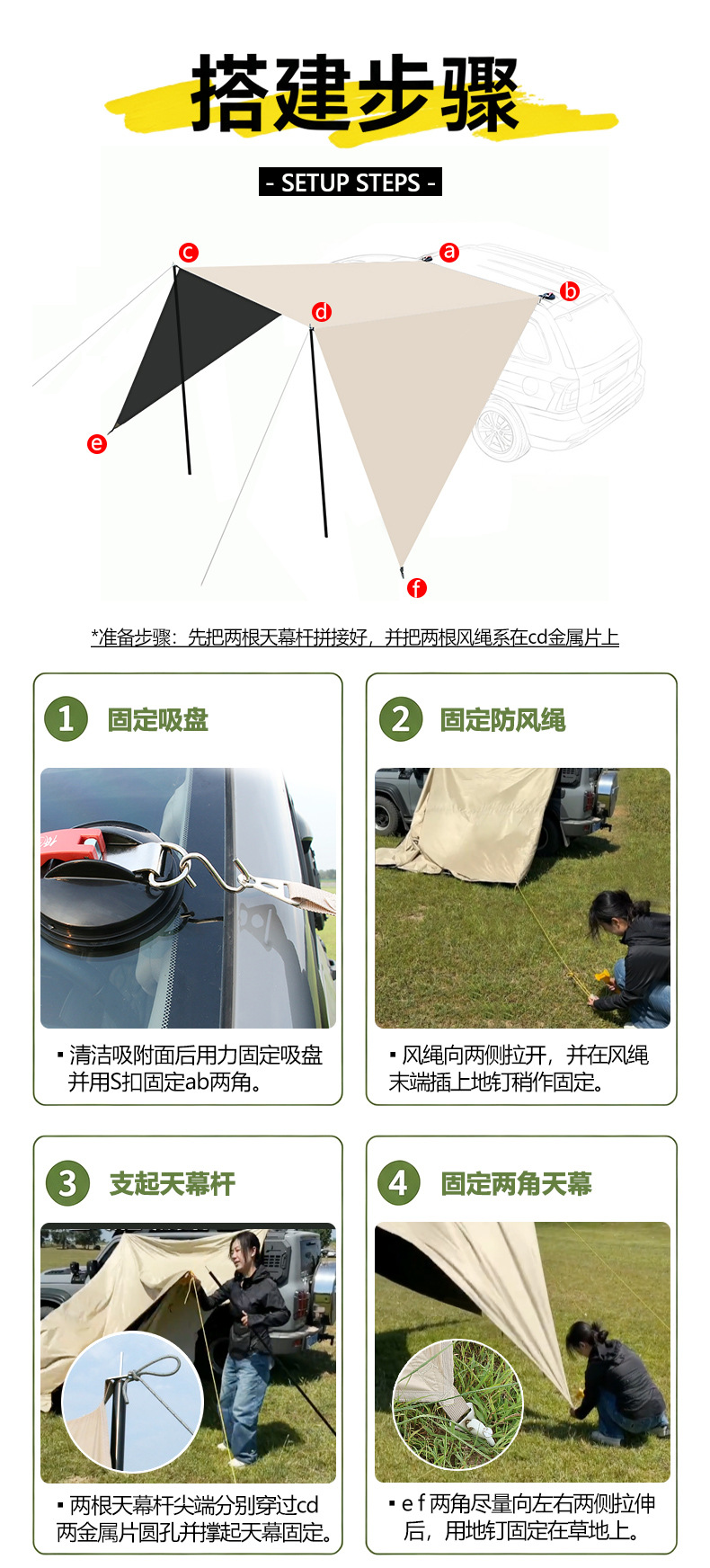 Universal car-side canopy for RVs and SUVs, outdoor full blackout vinyl for camping and self-driving trips, sun-proof, rain-proof, and wind-proof