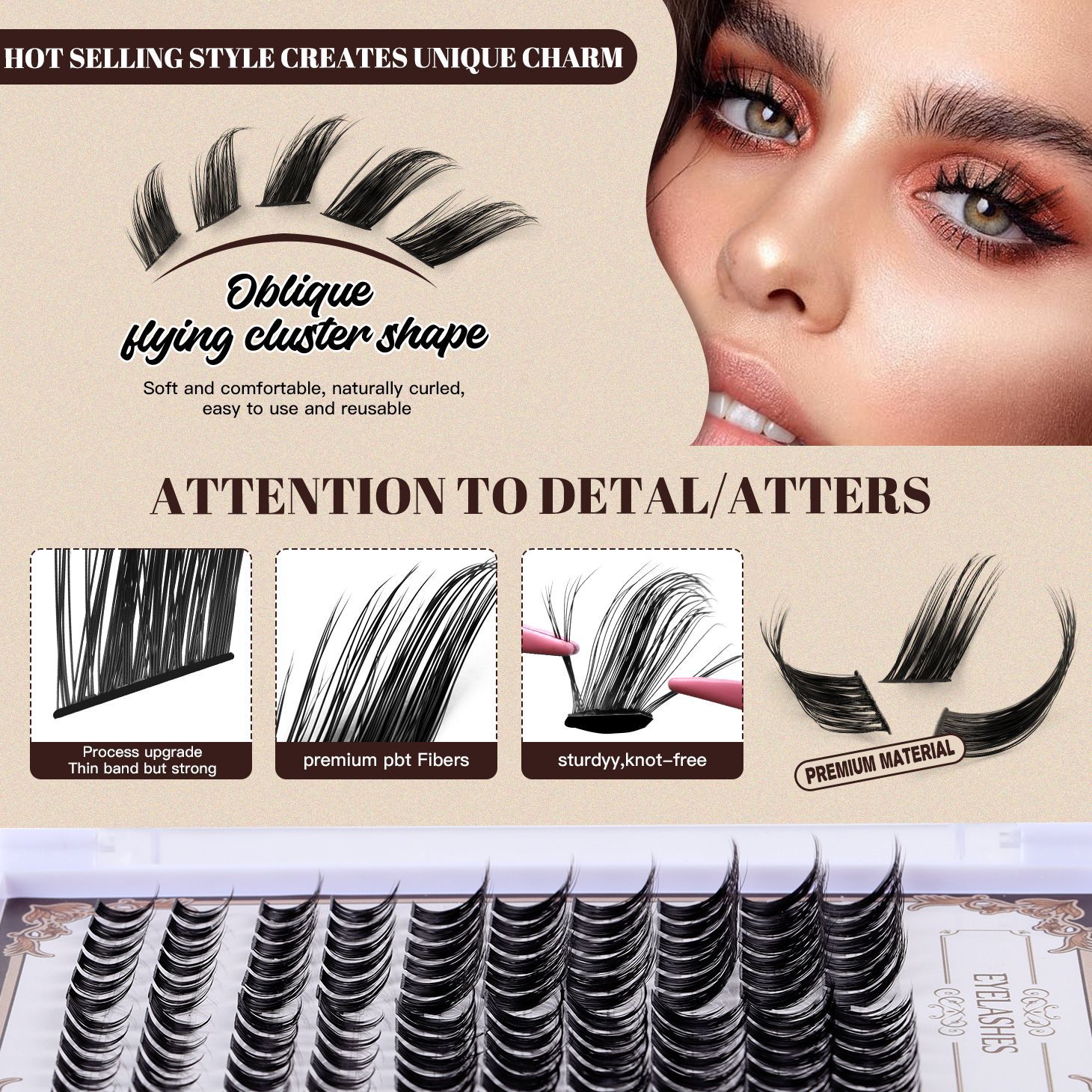 Halloween cross border 168 clusters of oblique flying single clusters of hair natural soft self grafting segmented DIY eyelashes set_voghion.com
