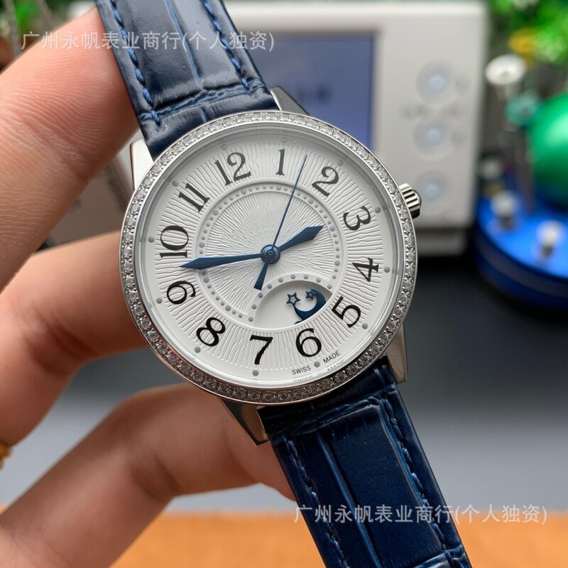 Fashion Date Master Watch Women's Watch Moon Phase Diamond-Studded Baby's Breath Blue Balloon Calendar Cross-Border Watch