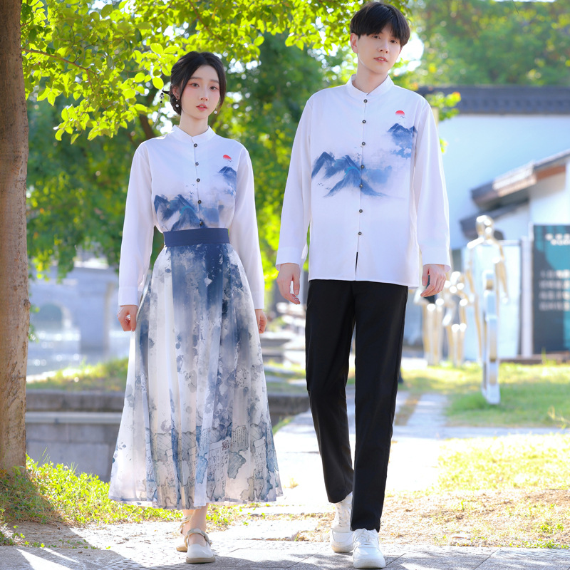 2025 Autumn Games Real Shot Couple Outfits Class Uniforms Retro New Chinese Style Recitation Performance Outfits Republic of China Style Suit