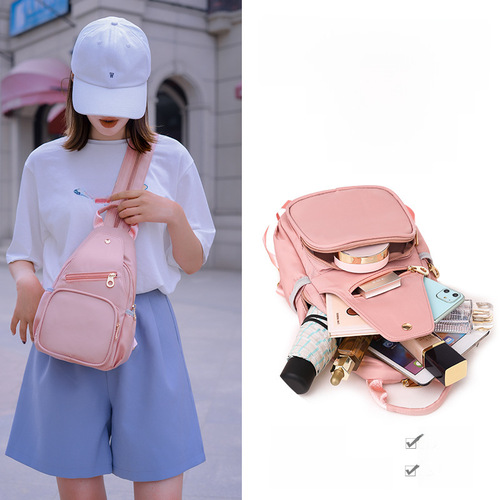 Korean style women's mini chest bag, casual small crossbody bag, shoulder bag, backpack, lightweight women's chest bag, cross-border model