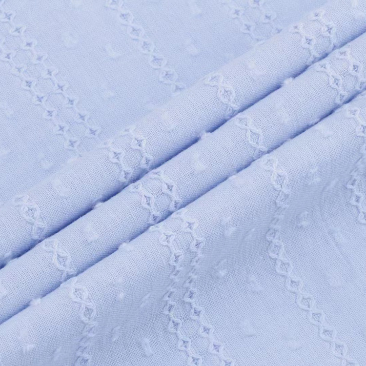 全棉点点麻花条子提花布料 春夏吸湿透气时装衬衫连衣裙围巾面料