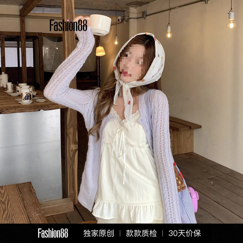 Taozhizhi Korean-Style New Hollow-Out Knit Sweater, Elegant and Versatile Design, Solid Color, Slimming, Korean-Style Long-Sleeve Cardigan for Women Taozhizhi Korean-Style New Hollow-Out Knit Sweater, Elegant and Versatile Design, Solid Color, Slimming, Korean-Style Long-Sleeve Cardigan for Women