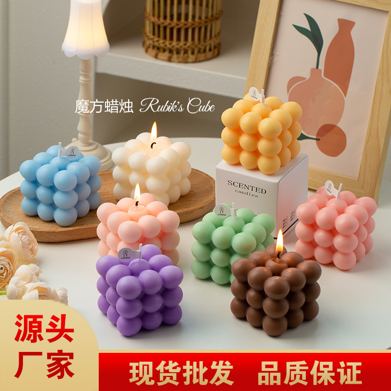 Rubik's Cube Shaped Scented Candle Fragrance, Cute Atmosphere, Home Furnishings, Photography Props, Creative Souvenirs Rubik's Cube Shaped Scented Candle Fragrance, Cute Atmosphere, Home Furnishings, Photography Props, Creative Souvenirs