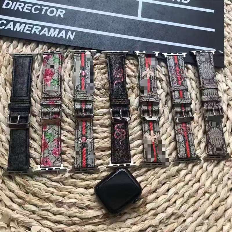 适用于苹果49手表带42潮牌印花黑锋皮质腕表带38iwatch40皮碗带44|undefined
