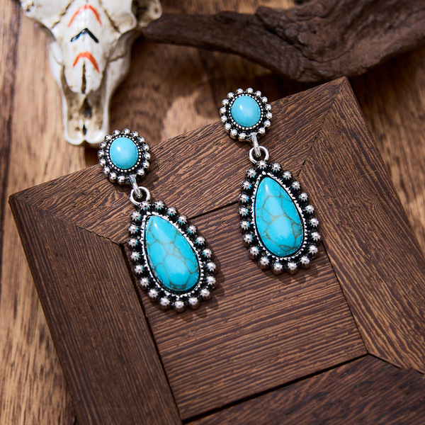 retro turquoise ethnic elegant earrings drop-shaped