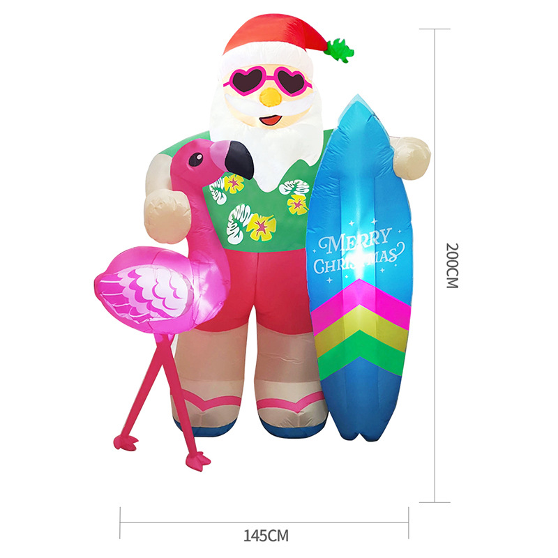 2m 7FT Hawaiano Santa iluminante infláble molde de aire decoración de Navidad patio decoración de centro comercial molde de aire