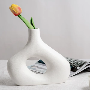Modern White Porcelain Flower Vase Decoration for Home Living Room Decor