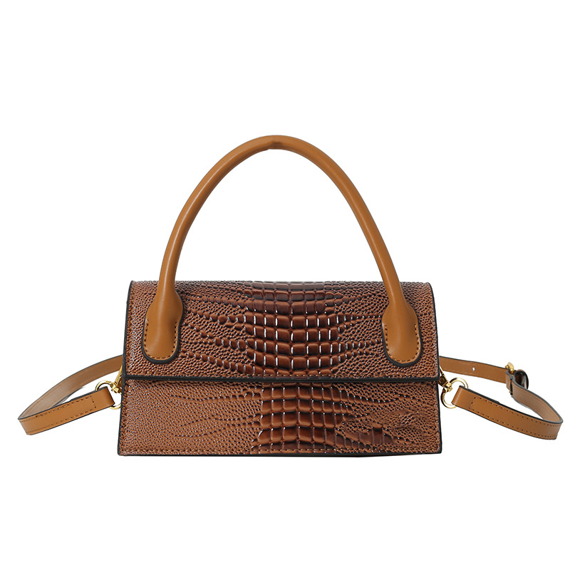 2024 bolso cuadrado pequeño, sentimiento transfronterizo de alta gama, estilo de nicho, bolso de mujer con letras extranjeras, bandolera con patrón de cocodrilo