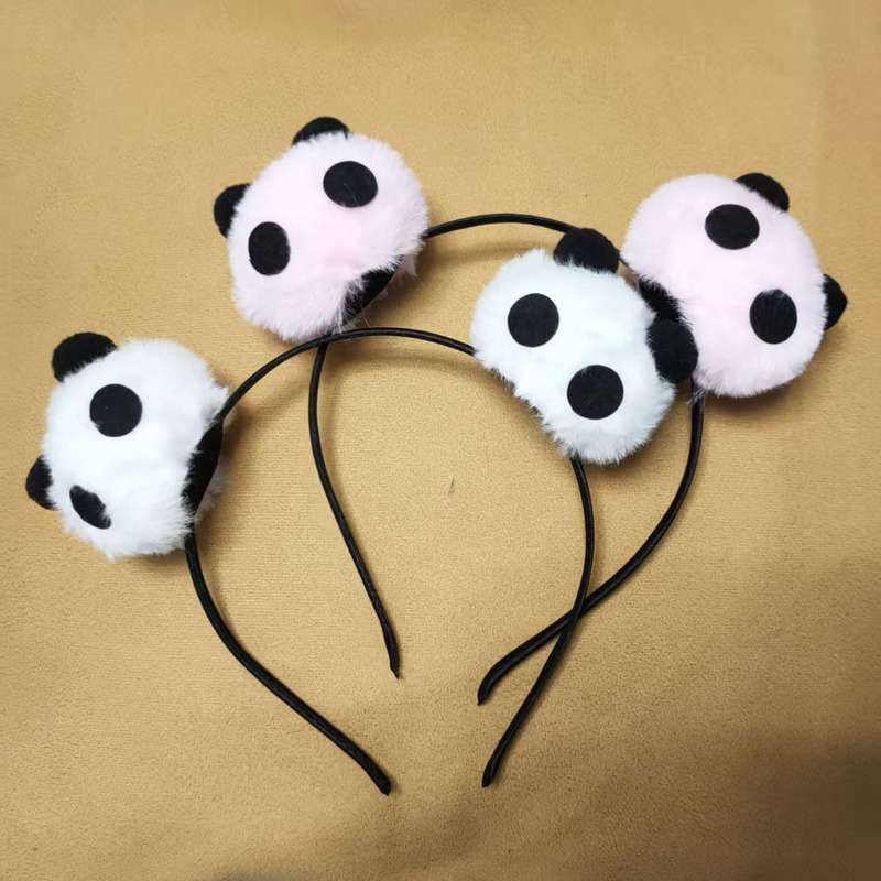 Panda Hairband, Pom-Pom Hair Accessory, Plush Cartoon Sweet Hair Clip, Hairband, Hairpin, Street Style Hair Clip