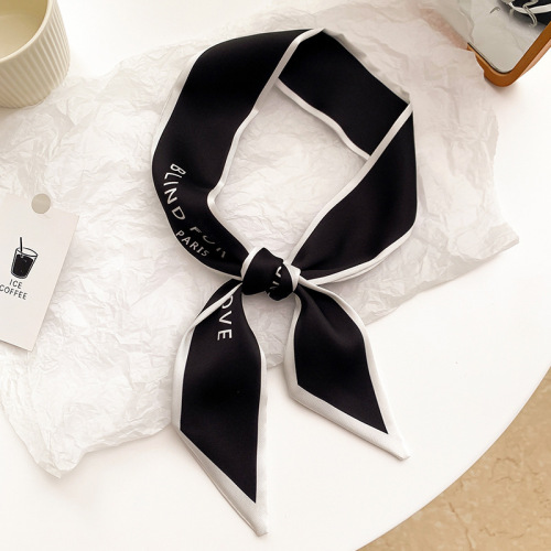 Korean fashion letters, narrow and long ribbons, women's fashionable small silk scarves, headbands, spring and autumn decorative scarves, tied scarves