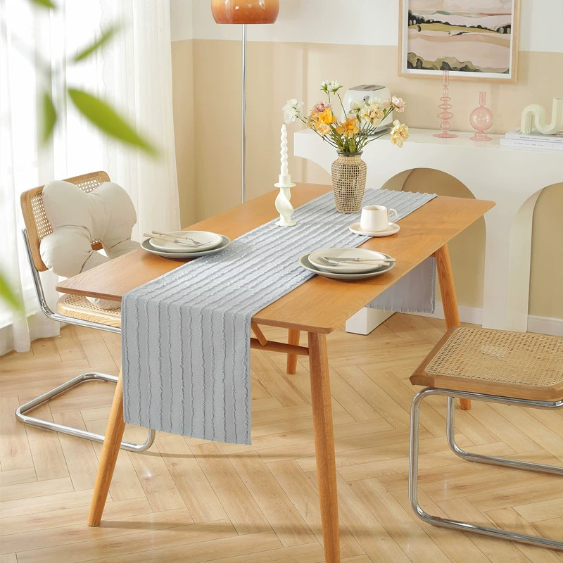 Cross-border new solid color cutting flower dining table table flag cross-border Amazon light luxury style striped home tea table coffee table flag