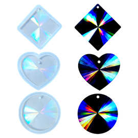 日韩流行全息镭射风车图案爱心，菱形，圆挂件氛围感装饰滴胶模具