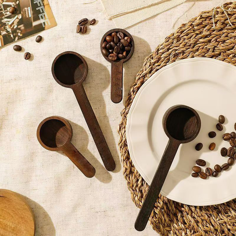 木製黒胡桃計量スプーン実木短柄コーヒースプーンケヤキコーヒー粉定量果粉スプーン調味料スプーン卸売り|undefined