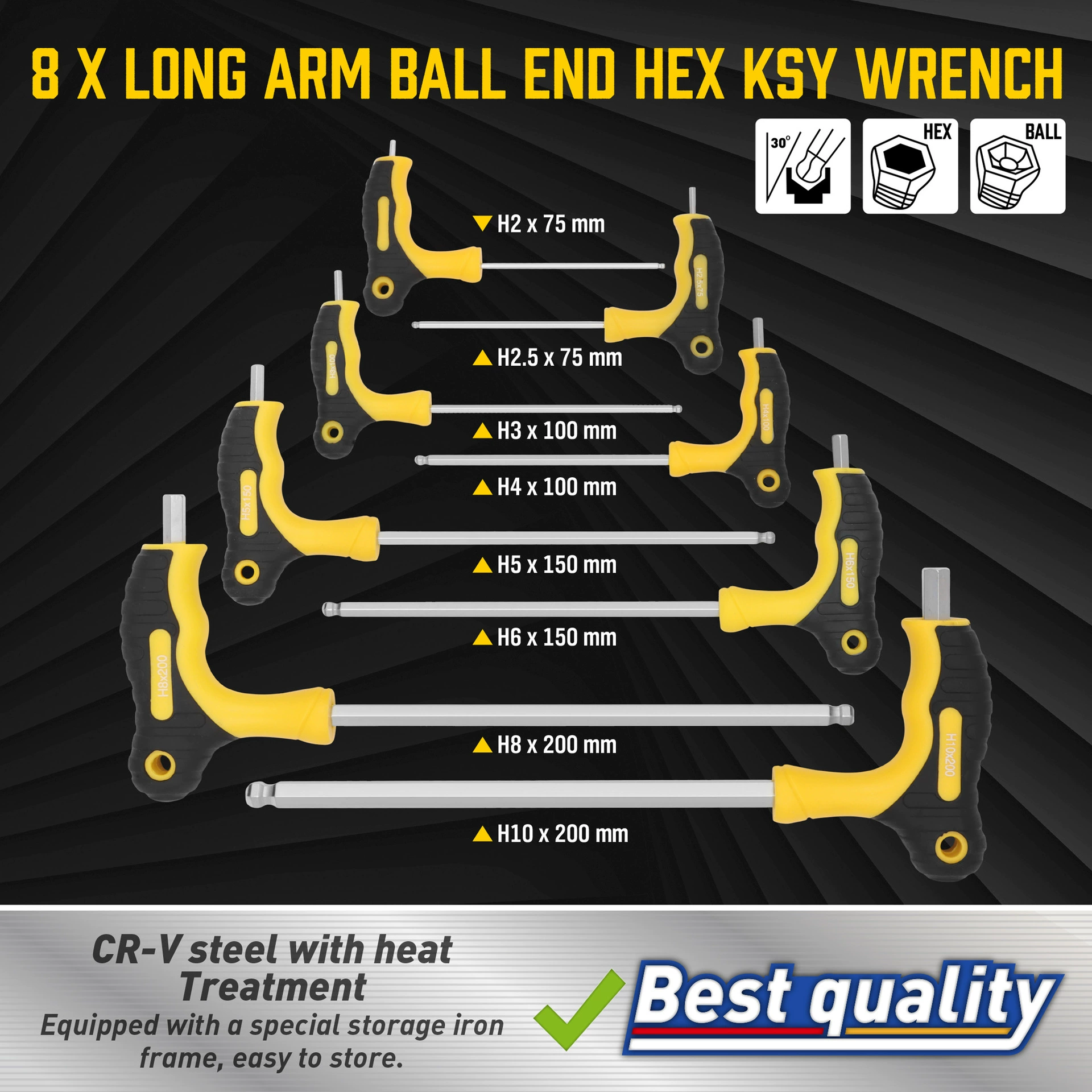 Handle, ball head, wrench, gloves, storage, tools set, 16 pieces