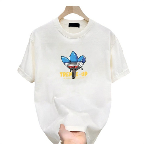 2024 Summer New Men's Casual T-Shirt, American Style Hip-Hop Couple's Half-Sleeve Top, Loose Round Neck T-Shirt