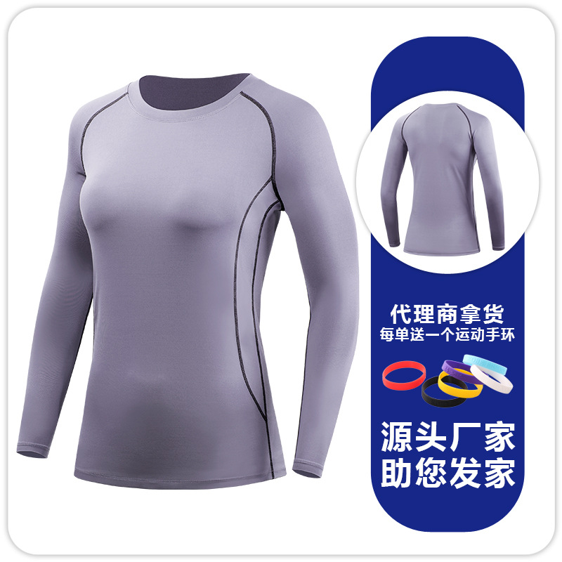 Camiseta Deportiva de Manga Larga para Mujer F8021 Seda de Leche Secado Rápido para Yoga y Running