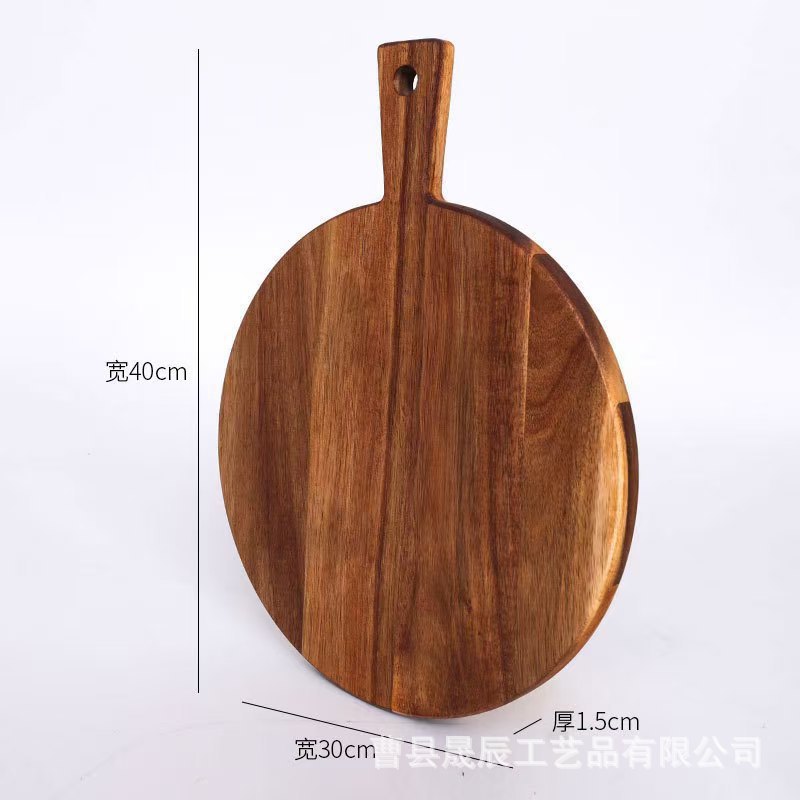 Tablero de cortar de madera de acacia Tablero de cortar de madera maciza Tablero de cortar de frutas y verduras Tablero de cortar Tablero de cortar con mango de madera de acacia Tablero de cortar pizza Tablero de bistec