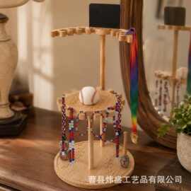 跨境桌面可旋转置物架 棒球项链戒指收纳架 可堆叠棒球戒指收纳架