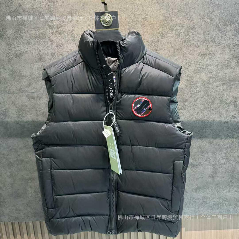 2025冬季新款大鹅排骨羽绒棉服马甲男女同款刺绣立领保暖背心外套|undefined
