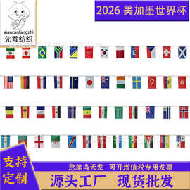 2026美加墨世界杯串旗 48强球迷旗帜 14*21cm吊旗20*28cm拉旗厂家