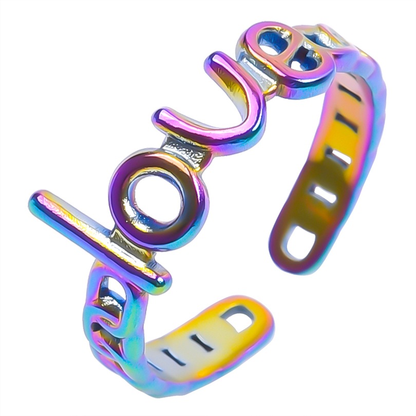 Wholesale 1 Piece Simple Style Letter Titanium Steel Open Ring display picture 3