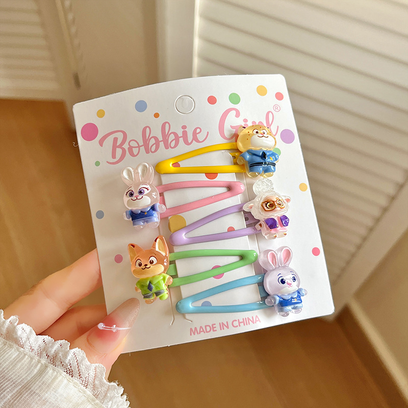 F8903-6# jelly crazy animal city bb clip five-piece set