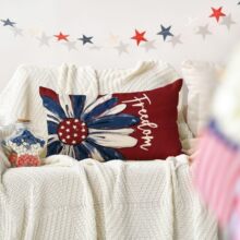 美国独立日星条旗花卉抱枕套装饰靠垫印花靠枕套客厅沙发布艺软装