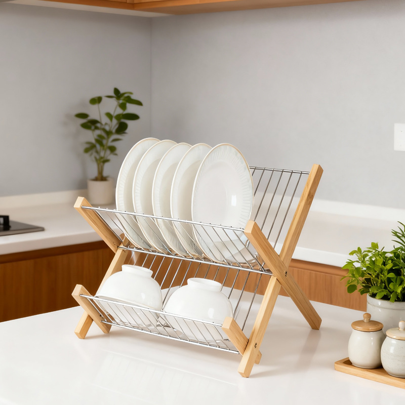 Ventilación de cocina de bambú Nan estante plegable multifuncional lavavajillas estante de platos estante de platos estante de almacenamiento de platos estante de agua