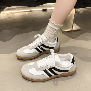 跨境现货大码软底德训鞋运动鞋欧美复古拼色系带轻便慢跑女鞋批发|undefined
