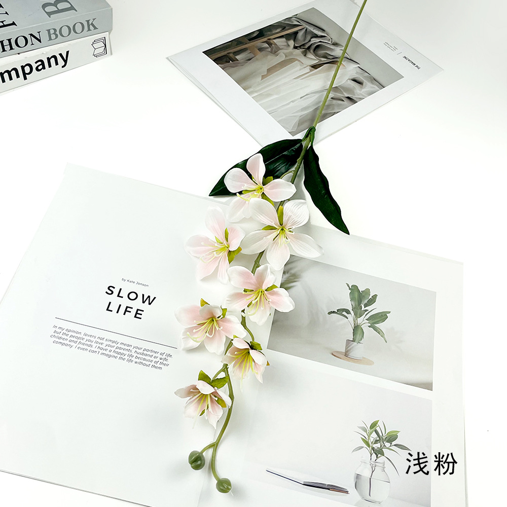 7 flores falsas de magnolia de rama única sala de bodas decorativa floral decoración de la mesa del hogar accesorios